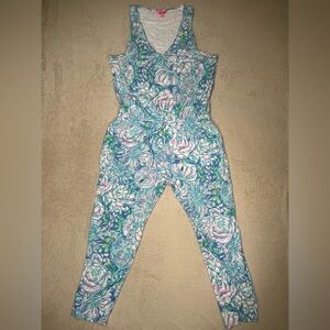 LILLY PULITZER Paulina Knit Jumpsuit  IN FULL BLOOM Blue Printed Size XL